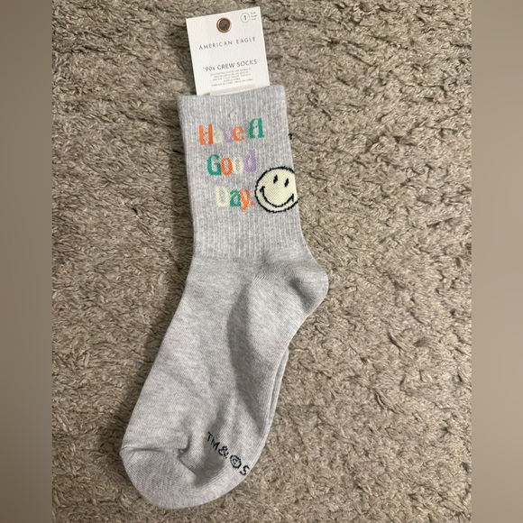 American Eagle AE Have a Good Day & Flower Smiley® Colorful ‘90s Crew Socks Set - Picture 3 of 15